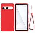 Coque Sony Xperia 10 VII en silicone liquide avec dragonne