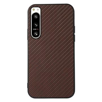 Coque en TPU pour Sony Xperia 5 IV - Fibre de Carbone - Marron