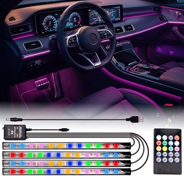 Bande Lumineuse Intérieur Néon pour Voiture - 4 Pièces, 36 LEDs