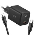 Chargeur mural USB-C Spigen EE451EU Essential 45W GaN Pro avec câble USB-C 100W - Noir