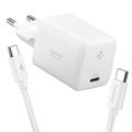Chargeur mural USB-C Spigen EE451EU Essential 45W GaN Pro avec câble USB-C 100W - Blanc