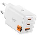 Chargeur mural Spigen Essential 47W GaN - 2 ports USB-C, 1 port USB-A - Blanc