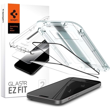 Protecteur d\'Écran Complet iPhone 15 Plus Spigen Glas.tR Ez Fit - 2 Pièces - Bord Noir