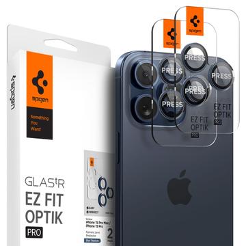 Protecteur d\'Objectif iPhone 14 Pro/14 Pro Max/15 Pro/15 Pro Max Spigen Glas.tR Ez Fit - Titane bleu