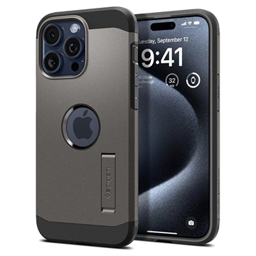 Coque iPhone 15 Pro Max Spigen Tough Armor Mag - Métal Foncé