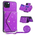 Coque avec Porte-Cartes iPhone 14 Stardust - Violet