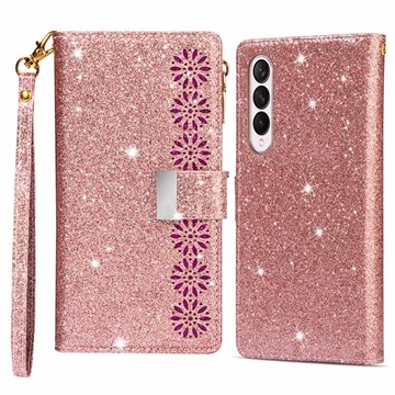 Étui Portefeuille Samsung Galaxy Z Fold4 Série Starlight - Rose Doré