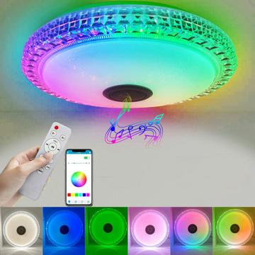 Plafonnier LED intelligent Ciel étoilé avec haut-parleur Bluetooth et réveil - 36W/30cm