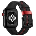 Bracelet Apple Watch Series Ultra 2/Ultra/9/8/SE (2022)/7/SE/6/5/4/3/2/1 en Cuir Cousu - 49mm/45mm/44mm/42mm - Noir