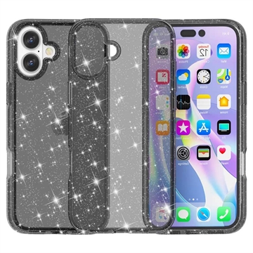 Coque Hybride iPhone 16 Plus - Série Stylish Glitter - Noire