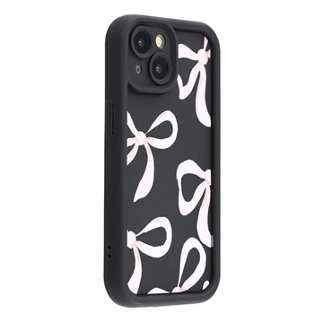  Coque TPU antichoc élégante iPhone 15 avec bords relevés - Noire / Gros nœud