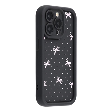 Coque TPU antichoc iPhone 15 Pro Max avec bords surélevés - Noire / Noeud à pois