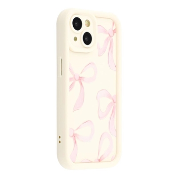 Coque TPU antichoc élégante iPhone 15 avec bords relevés - Blanche / Gros nœud