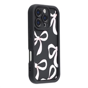  Coque TPU antichoc élégante iPhone 16 Pro avec bords relevés - Noire / Gros nœud