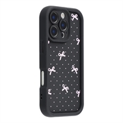 Coque TPU antichoc iPhone 16 Pro Max avec bords surélevés - Noire / Noeud à pois