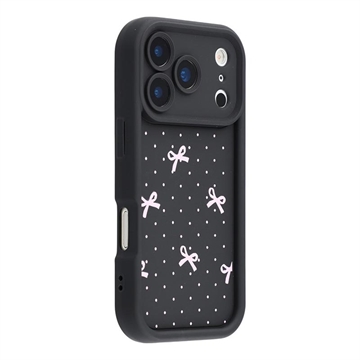 Coque TPU antichoc iPhone 17 Pro avec bords surélevés - Noire / Noeud à pois