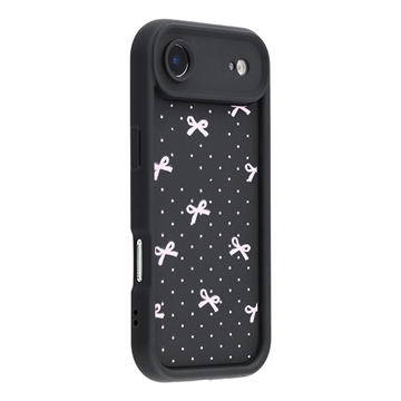 Coque TPU antichoc iPhone Air avec bords surélevés - Noire / Noeud à pois
