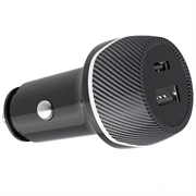 Chargeur de voiture T05 USB-A/USB-C avec traceur anti-perte pour Android - Noir