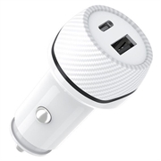 Chargeur de voiture T05 USB-A/USB-C avec traceur anti-perte pour iPhone - Blanc