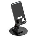 T9 Desktop Phone Stand Folding 360° Rotating Tablet Holder for Live Streaming, Online Teaching - White