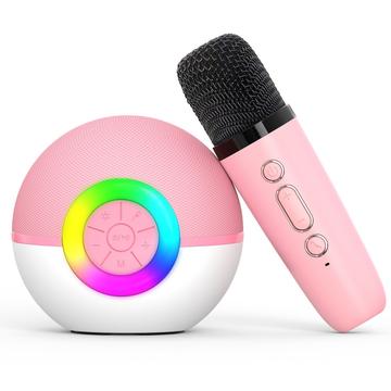 T97 Microphone Karaoké pour enfants avec haut-parleur et caisson de basse Bluetooth - Rose