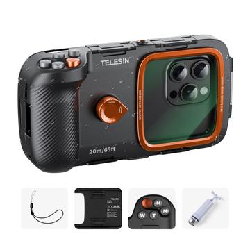 TELESIN Étui de plongée universel pour smartphones avec commandes compatibles Bluetooth - Noir