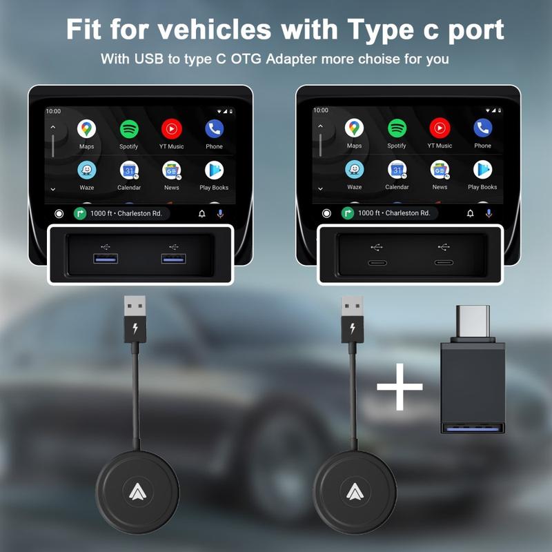 THT-020-5+ Android Auto Wireless CarPlay Converter Adaptateur CarPlay  filaire à sans fil supportant l'interface USB / Type-C