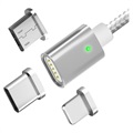 Câble Magnétique 3-en-1 TOPK AM21 - Lightning, USB-C, MicroUSB - Argenté