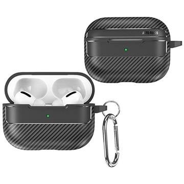 Étui AirPods Pro 3 en TPU avec Mousqueton - Fibre de Carbone - Noir