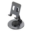 Tablet Stand 360-degree Rotating Aluminum Alloy Desktop Holder Foldable Mobile Phone Stand Adjustable Tablet Mount - Black