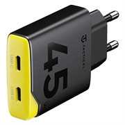 Chargeur rapide Tactical Minimi 45W CC GaN - 2 ports USB-C - Noir / Jaune