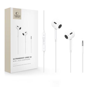 Tech-Protect Casque intra-auriculaire filaire Ultraboost Core G2 3,5 mm - Blanc