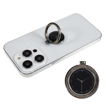 Time Clock Stand Holder Rotation Ring Grip Ring Bracket Phone Ring Holder Compatible with Various Smartphones - Black