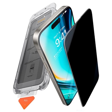 Protecteur d\'écran iPhone 16 Torras GlassGo Privacy avec cadre Auto-Align