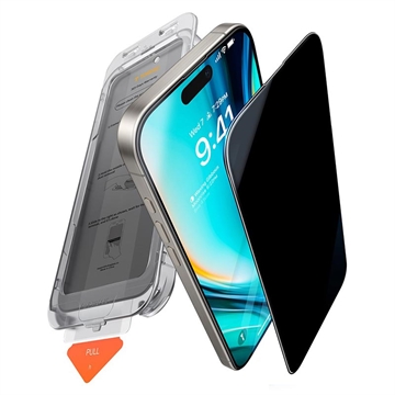 Protecteur d\'écran iPhone 16 Plus Torras GlassGo Privacy avec cadre Auto-Align