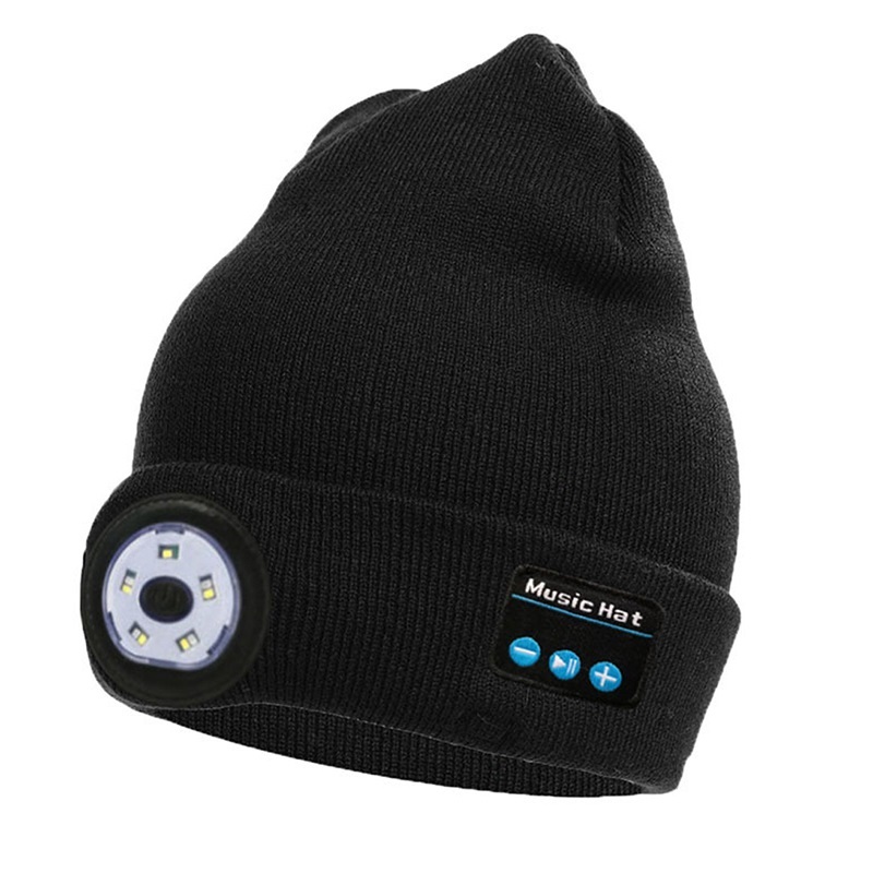 Bonnet avec écouteurs Bluetooth sans fil intégrés et lampe