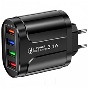 Adaptateur Secteur USB Universel à Charge Rapide à 4 Ports - 48W - Noir