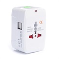 Adaptateur de Voyage Universel avec Double USB - 6A - Blanc