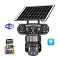 Caméra de sécurité WiFi PTZ extérieure V380 Pro Solar à 3 objectifs avec suivi des personnes