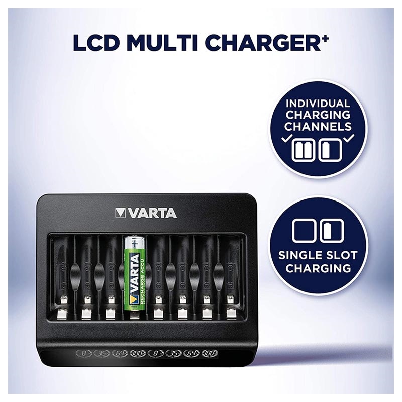 Chargeur de piles rechargeables Varta AA/AAA avec 8 emplacements et écran  LCD