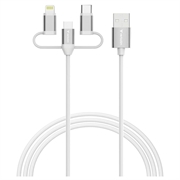 Câble 3-en-1 Verbatim Essentials - USB-A vers Micro-B, USB-C, Lightning - 18W, 1m - Blanc