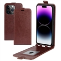Étui à Rabat iPhone 15 Pro avec Porte-Cartes - Marron