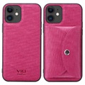 Coque iPhone 12 Mini Vili T avec Portefeuille Magnétique - Rose Vif