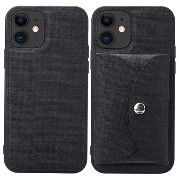 Coque iPhone 12/12 Pro Vili T avec Portefeuille Magnétique - Noire