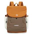 Sac à dos en toile Vintage Color Block de grande capacité - Orange / Khaki