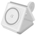 Station de recharge sans fil pliable 3-en-1 W-126 - Blanc