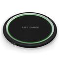 W53 Qi Wireless Charger Pad Ultra-thin Round Fast Charging Base - Noir