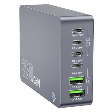 WLX-F8A Station de charge de bureau à 6 ports 220W GaN - Gris