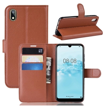 Étui Portefeuille Huawei Y5 (2019) avec Fermeture Magnétique - Marron