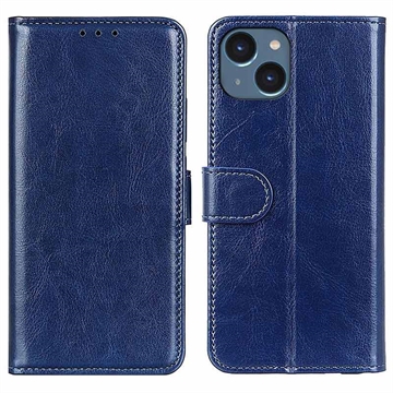 Étui Portefeuille iPhone 15 Plus avec Fermeture Magnétique - Bleu